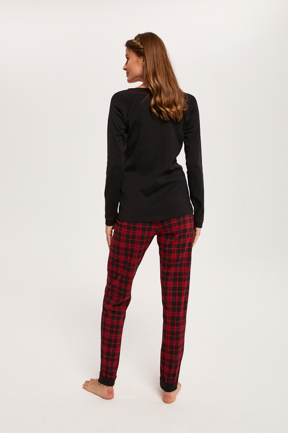 Ordesa Damen Schlafanzug langarm, lange Hose Italian Fashion - schwarz/print