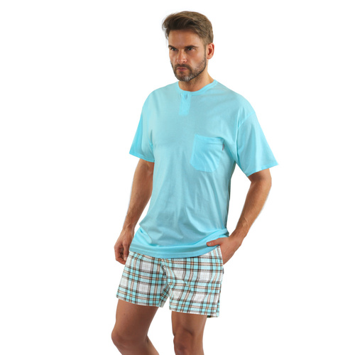 2576/17 Herren-Pyjama, kurze Ärmel, kurze Hose Sesto Senso türkis