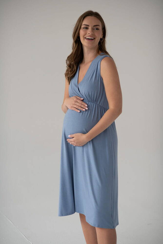 Star Light Umstands- und Stillnachthemd aus Milk&Love Bambus, blau