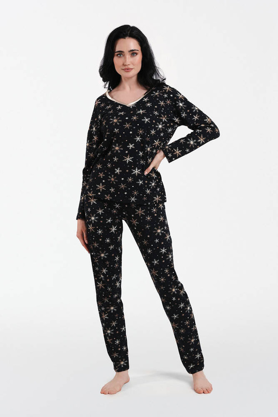 Laponia Damen Schlafanzug langarm, lange Hose Italian Fashion - Druck