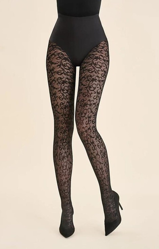 1235 Perse Gabriella schwarze Strumpfhose – ornamental, 60 den, 3D-Technologie