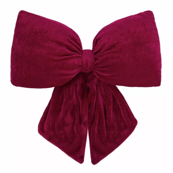 Weihnachtskissen mit Schleife von Needle and Thread – bordeauxrotes Samtkissen, Öko-Tex-zertifiziert