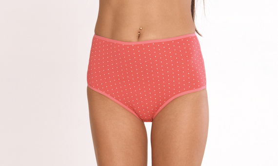 018 Sara De lafense Höschen mit hoher Taille - Himbeer-Punkte