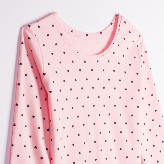 Mädchenpyjama Nicol Tosia 225038 aus Baumwolle, lang, rosa mit Herzchen