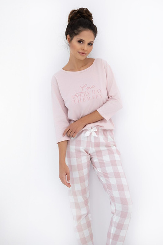 Annabelle Sensis Damenpyjama – Baumwolle, mit karierter Flanellhose