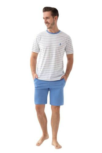 808 Luna Herrenpyjama – Blau