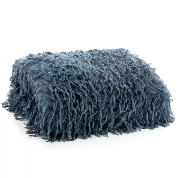 Adore Blanket, zottelige, pelzige Tagesdecke von Eurocurtains, Marineblau