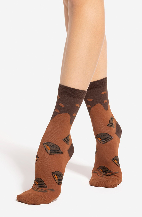 U04.WED Wedel wz.07 Socken – Unisex, Muster inspiriert von Schokolade, Milchschokolade