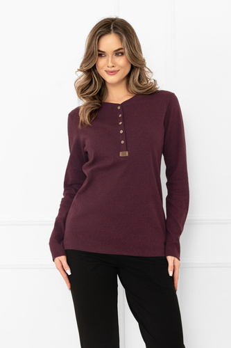 Gordo Damenbluse in Burgunderrot – Klassisches Design, Baumwolle, Langarm