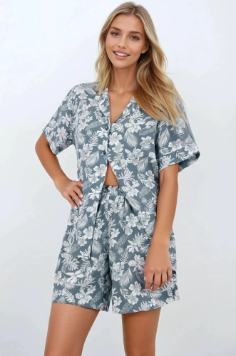 Stilvoller Embrace Damen-Pyjama – Sommerset mit kurzen Ärmeln Momenti Per Me grün