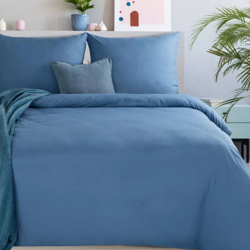 Bettwäsche MI aus Mikrofaser Eurofirany, weich, mit Reißverschluss, 100 % Polyester, blau
