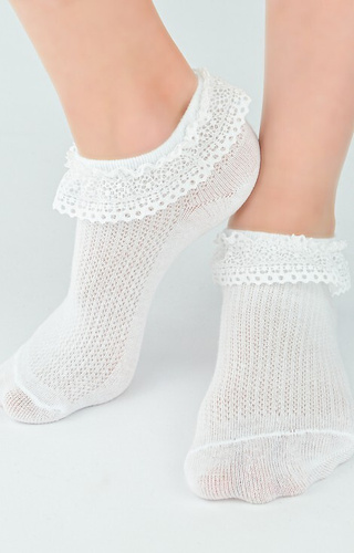 SB108 Noviti durchbrochene Kindersocken, weiß