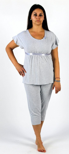 448 Julie Damen 3/4 Schlafanzug - hell melange