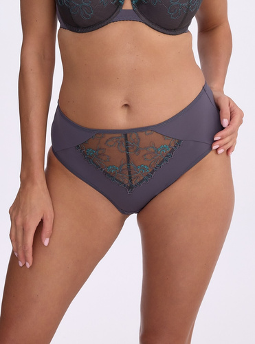 Gaia GFP 1379 Renata Damen-Slips, grafitfarben, Mikrofaser, bestickt, klassisch