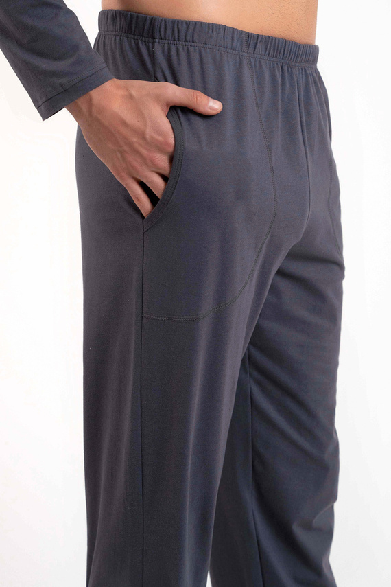 Lars Herren Schlafanzug mit langen Ärmeln, lange Hose Italian Fashion - graphite/graphite print