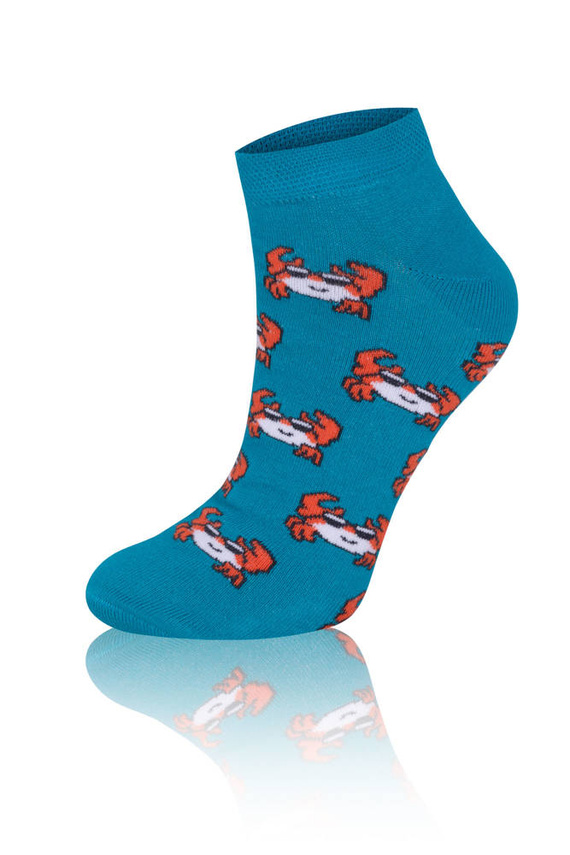 S138S Krab Socks Fußsocken Italian Fashion - türkis/orange/hell melange