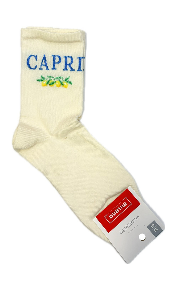 Damen Baumwollsocken Milena 0200-239 Capri– gerippt bequem für Alltag ecru