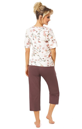 Amaris 3/4 Donna Damenpyjama – Ecru-Braun