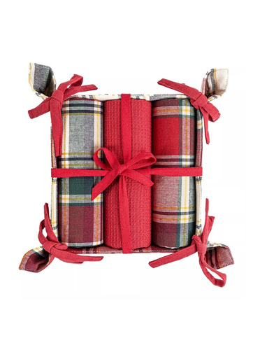Moraj MRK1500-021 Korb Rot Küchentücher 3 Stück Baumwolle
