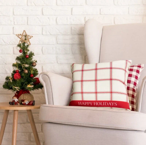 Clark Weihnachtskissenbezug Happy Holidays Eurocurtains beige