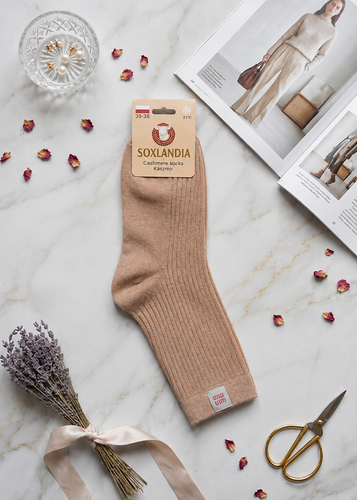 Damen Socken WIK Soxlandia 3044 wz.11 Kaschmir 95% Warm Winter - Beige