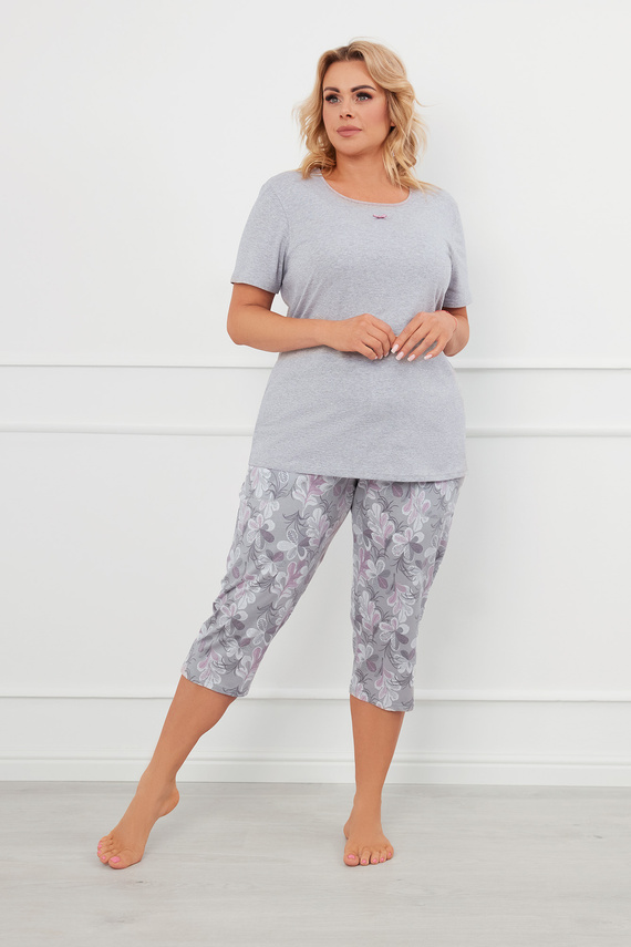 Ibena Damen Schlafanzug kurzarm, 3/4 Hose Italian Fashion - melange/print