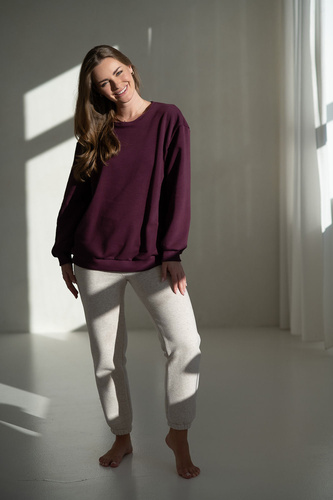 Milk It Easy! Mauve Wine Milk&Love Umstands- und Still-Sweatshirt – Oversized, verdeckte Reißverschlüsse, Öko-Tex Baumwolljersey