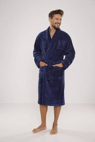 811 De Lafense Herren-Bademantel aus Plüsch - Denim