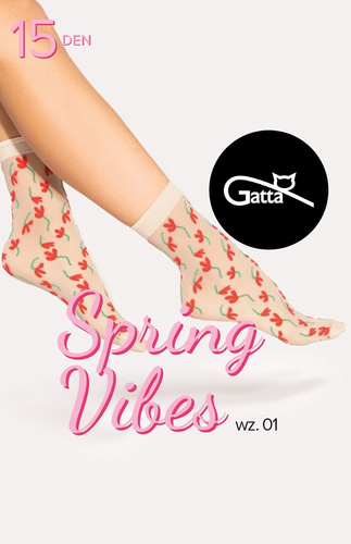 Spring Vibes wz.01 Damensocken 15 den Gatta - Naturrot