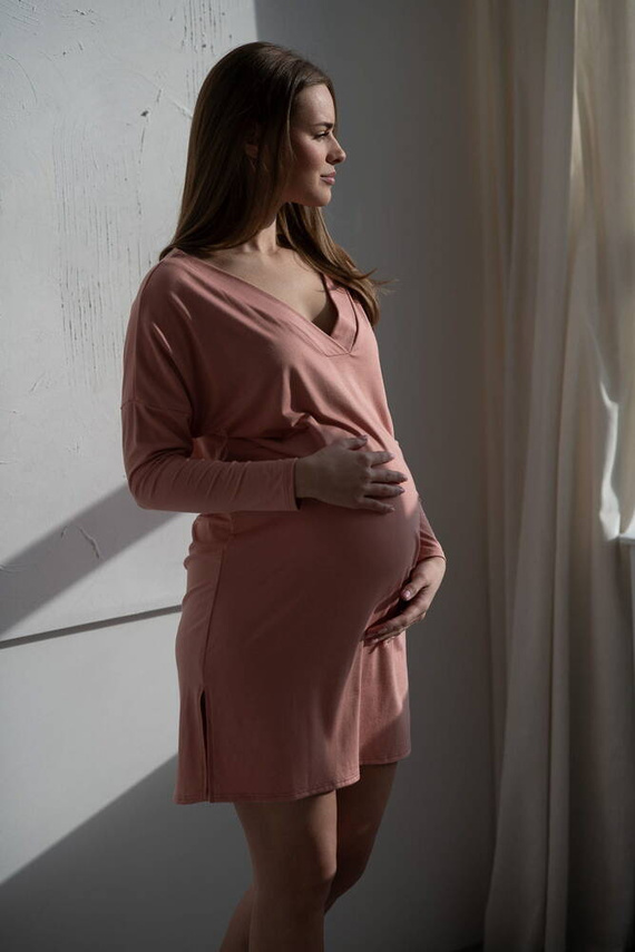 Moon Bamboo Umstands- und Stillnachthemd mit langen Ärmeln, Milk&Love, Kräuterrose