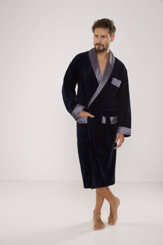 773 Bonjour Herren-Forex-Bademantel - navy blau