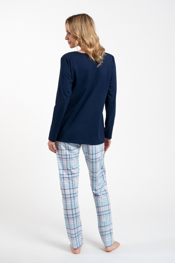 Emilly Unbuttoned Ladies' Long Sleeve Pyjamas and Trousers Italian Fashion -granate/print