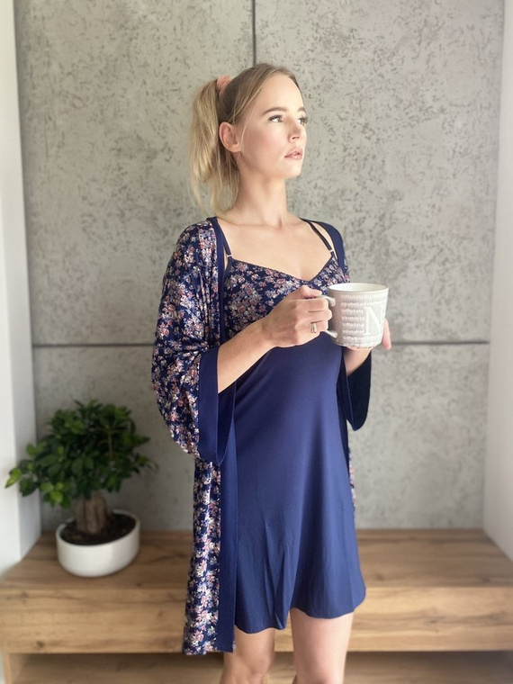 465 Mia Forex trägerloses Nachthemd - navy blau