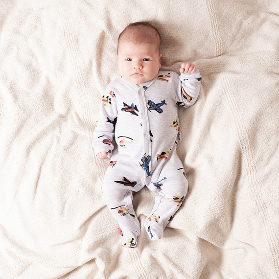 219031 Willy Nicol Babyclown – Baumwolle, grau mit Flugzeugen