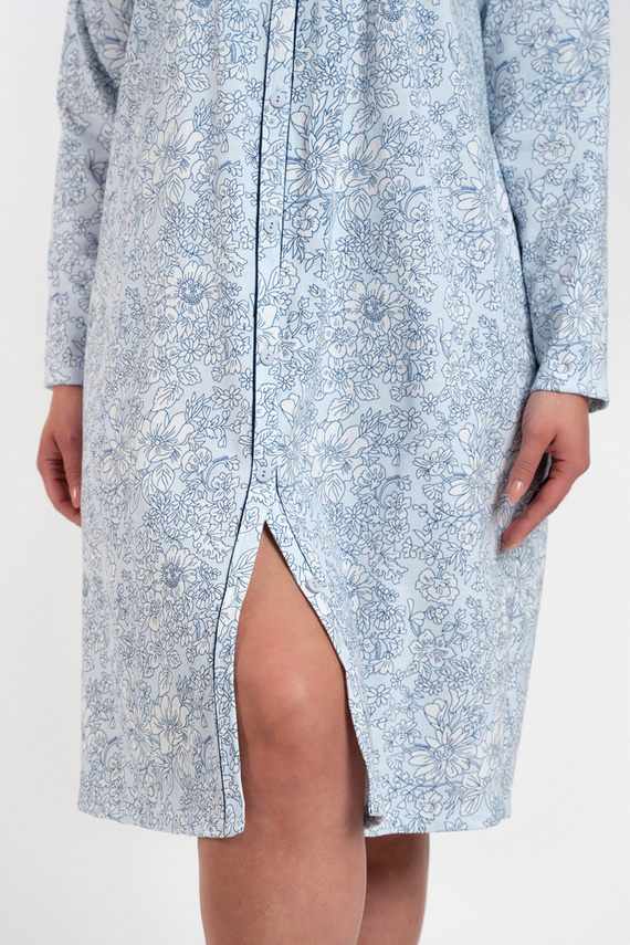 Talita ungeknöpftes Nachthemd Italienische Mode - Blaudruck