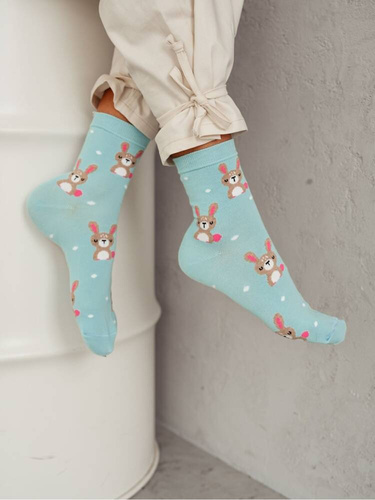 0200-158 Rabbits and Dots Milena Damensocken – blau