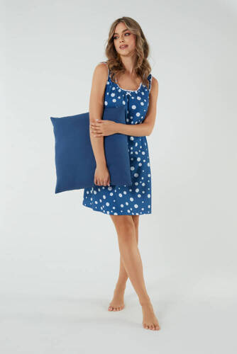 Raba Nachthemd und Stillkleid, breiter Träger Italian Fashion - Blaudruck