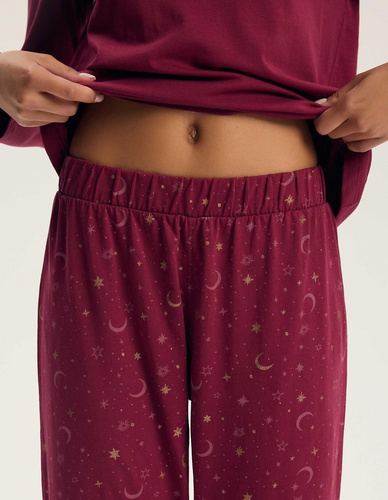 Damen-Pyjama Henderson 45439 Gilly Carmine 100% Baumwolle Langarm