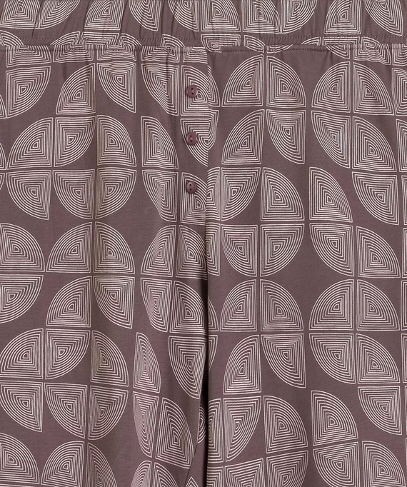 Atlantic NLP-522 Damen Schlafanzug Lang 100% Baumwolle Gemusterte Hose Braun