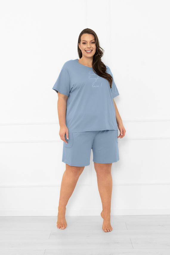 Damenpyjama Ksara Italian Fashion - Baumwolle, kurze Ärmel und Shorts - Stahl