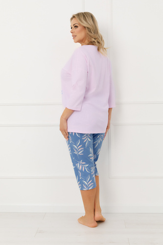 Damen Pyjama ERULA Italian Fashion Baumwolle Jersey 3/4 Ärmel Plus Size