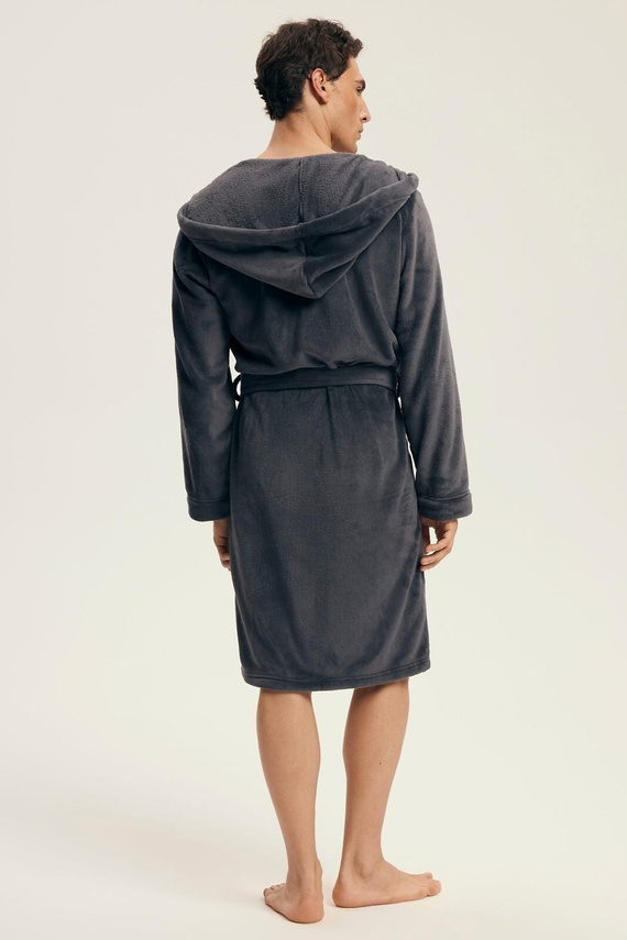 Henderson Herrenbademantel 43447 Vocal Grey – Kapuze, warmer Stoff, Komfort und Eleganz