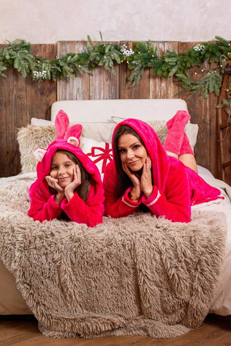 627 Soraya Damen Kurzer Morgenmantel Forex - Himbeere / Grau