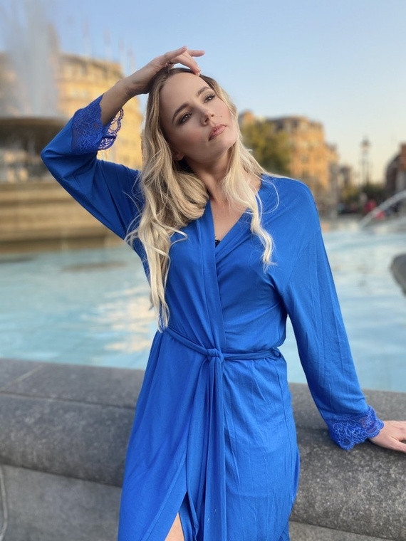 412 Dagmara Kurzer Morgenmantel für Damen Forex - Kornblume