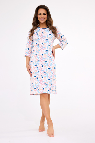 464/457 Hannah 2 Cornette – Damen-Nachthemd aus Baumwolle, 3/4-Ärmel, knielang