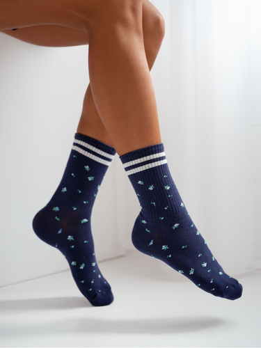 Damen Baumwollsocken Milena 0200-242– gerippt bequem für Alltag navy