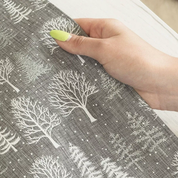 360000 Winterzauber Weihnachtstischläufer Marquisette grau