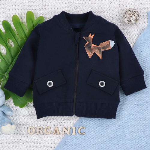 ABN-5395 Lustiges Origami-Sweatshirt mit Reißverschluss aus Bio-Baumwolle, Nini, Marineblau