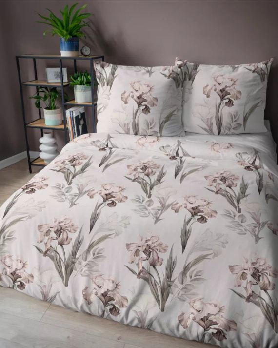 5089 B Home Satin Satin-Bettwäsche Blumen Detexpol grau