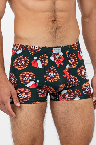 Cono Herren-Boxershorts aus italienischer Mode – Baumwolle, Elastan, Weihnachtsmuster